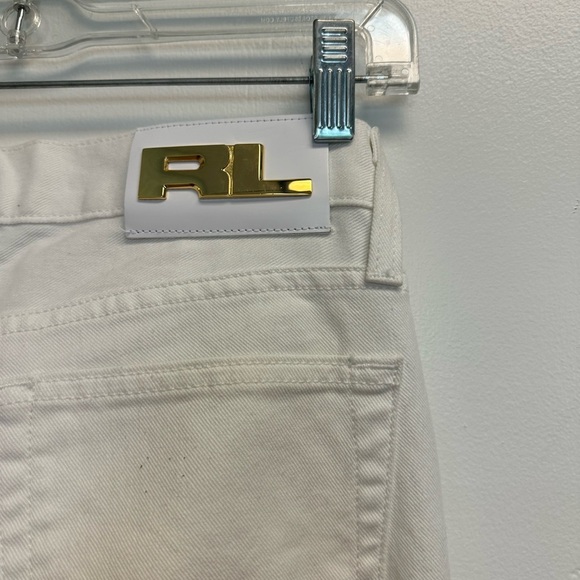 Ralph Lauren 748 Flare Leg with RL Gold Logo White Jeans - Picture 4 of 5